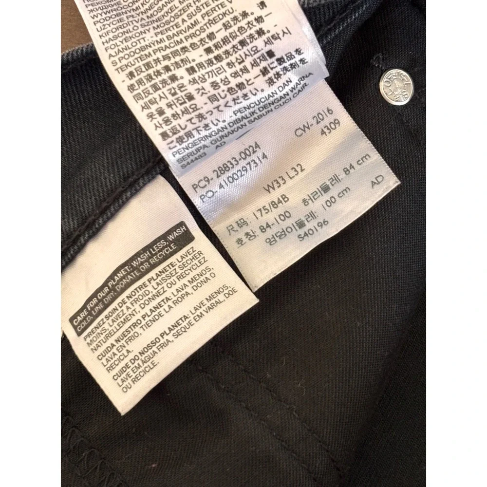 Levis 512 Slim Taper Jeans Mens 33x32 Washed‎ Black Denim Pants 28833-0024